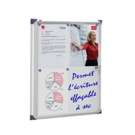 Nobo Bacheca magnetica per interni con anta a battente di vetro, dotata di serratura, formato 4xA4 - 1pz - 1900846