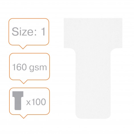 Nobo Schede a T indice 1 per Professional Planner, colore bianco - 100pz - 2001002