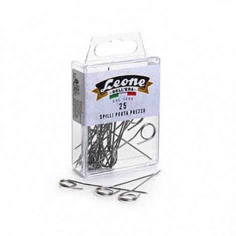 Dellera Spilli porta prezzo in acciaio inox 304, Diametro dello spillo: mm. 1,00 Lunghezza dello spillo: mm. 60 Confezionati in una scatola appendibile di plastica da 25 pezzi Adatti per alimenti (si consiglia di disinfettarli prima dell`utilizzo) Made in Italy - APSIPP