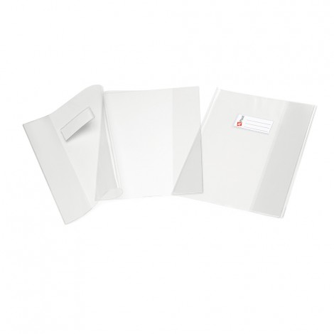 Ri.Plast Supercristallo - Foderina per maxiquaderni in PVC con 2 tasche per inserimento quaderno e finestrino con etichetta, finitura liscia, 200my, colore trasparente - Prezzo singolo, ord. minimo 30pz - 36714121_30