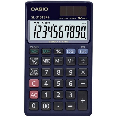 Casio Calcolatrice tascabile SL 310TER, display 10 cifre, colore blu