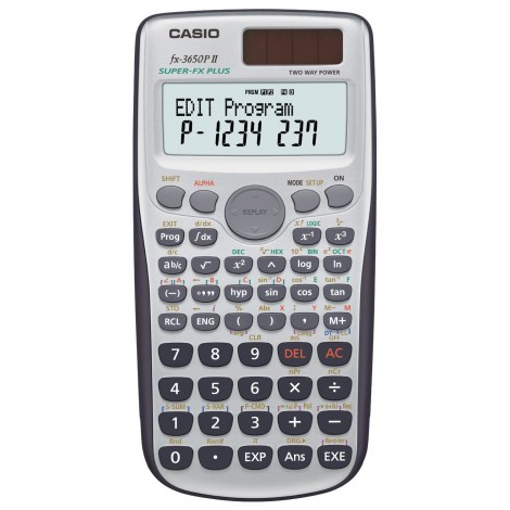 Casio Calcolatrice programmabile FX 3650PII, display 2 linee, 189 funzioni, 360 passi - FX-3650PII-W-EH