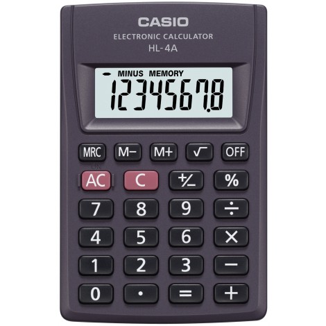Casio Calcolatrice tascabile HL 4A, display 8 cifre - HL-4A-W-EP