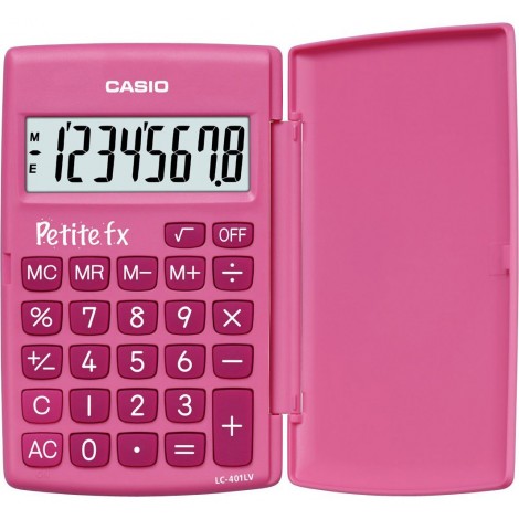 Casio Calcolatrice tascabile LC 401LV-PK, display 8 cifre, colore rosa