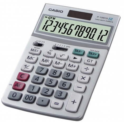 Casio Calcolatrice da tavolo JF 120ECO, display 12 cifre - JF-120ECO-W-EP