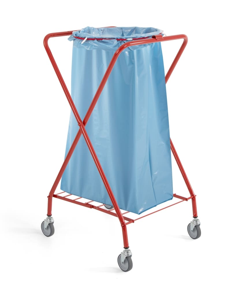 TTS Carrello portasacco in metallo a x, colore rosso