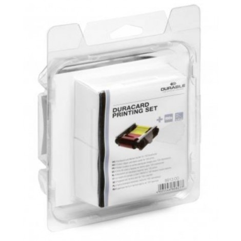Durable Kit di stampa per DURACARD ID 300, contiene 1 nastro colore YMCKO, 100 tessere bianche 0,76mm formato 53,98 x 85,6mm - 8913-00