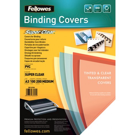 Fellowes Copertine in polipropilene, spessore 200my, formato A3, conf. da 100pz - 53764