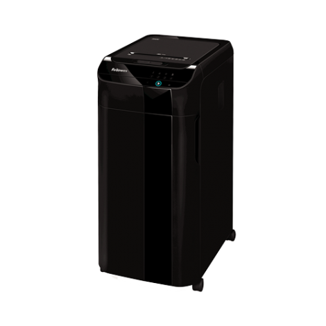 Fellowes AutoMax 350C - Distruggidocumenti a frammenti 4x38mm, distrugge carte di credito, clip, punti metallici e CD/DVD, per 3-5 utenti, sicurezza P4, capacità taglio 12fg, capacità cestino 68lt - 4964101