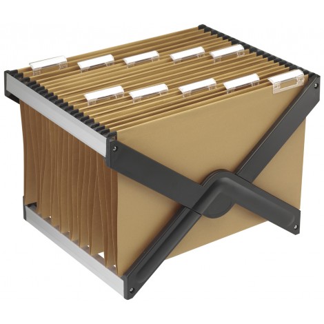 Bertesi Luxor - Supporto per cartelle sospese per archivio completo di 10 cartelle avana 39cm, apertura e chiusura a scatto, forma ad X - LUXOR 4 AV 10 P1