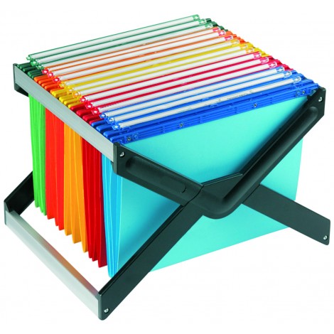 Bertesi Luxor - Supporto per cartelle Joker per archivio completo di 10 cartelle assortite 33cm, apertura e chiusura a scatto, forma ad X - LUXOR 1 MX 10 P1