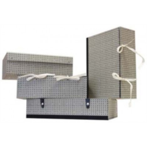 Brefiocart Scatola universale in legno, chiusura con 2 bottoni, 27x38cm, dorso 12cm, colore grigio - 1pz - 0203700