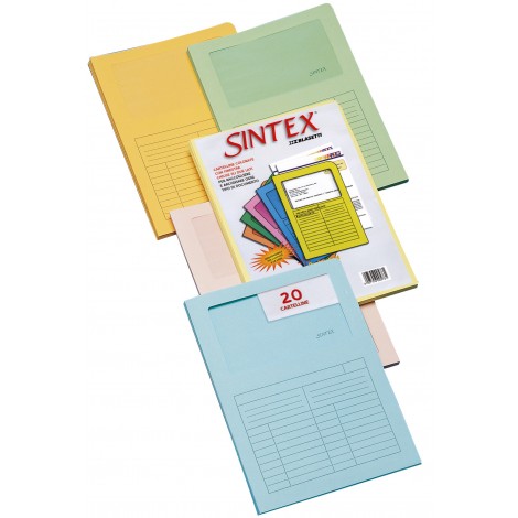 Blasetti Sintex Cartelline a L, formato 22x31, finestra 10x17cm e stampa tabella all`esterno, cartoncino 120gr, colori assortiti - 20pz - 0576