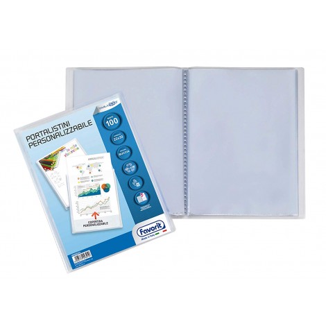 Favorit Portalistini personalizzabile Sviluppo in PPL con 60 buste, formato utile 22x30cm, finitura a buccia d`arancia, colore trasparente - 1pz - 100460329