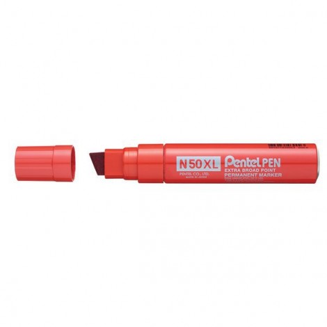 Pentel N50XL-B - Marcatore permanente con inchiostro a base d`olio, punta da 8-15,4mm, colore rosso - Prezzo singolo, ord. minimo 6pz - N50XL-B - C92PE2066