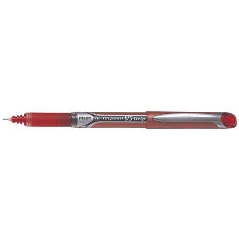 Pilot Hi-Tecpoint V5 - Penna con punta ad ago con inchiostro liquido e impugnatura grip, punta 0,5mm, tratto 0,3mm, colore rosso - Prezzo singolo, ord. minimo 12pz - 006732 - C92PIL0322