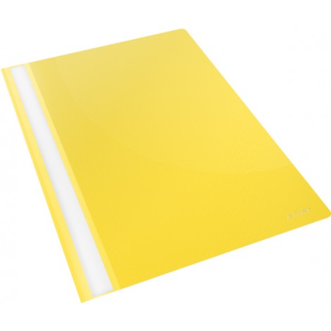 Esselte Vivida - Cartellina in PPL con fastener (meccanismo a 2 linguelle piatte di 8cm con pressino in plastica), copertina trasparente antiriflesso ed etichetta longitudinale estraibile, capacita` 160 fogli, colore giallo - Prezzo singolo, ord. minimo 25pz - 28318