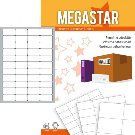 Avery 4.400 etichette adesive bianche permanenti con angoli arrotondati (47,5x25,5mm), 44 etichette per foglio - 100 fogli - LP4MS-4725