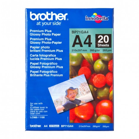 Brother Carta bianca fotografica lucida, A4, 20 fogli, 260gr - 1pz - BP71GA4