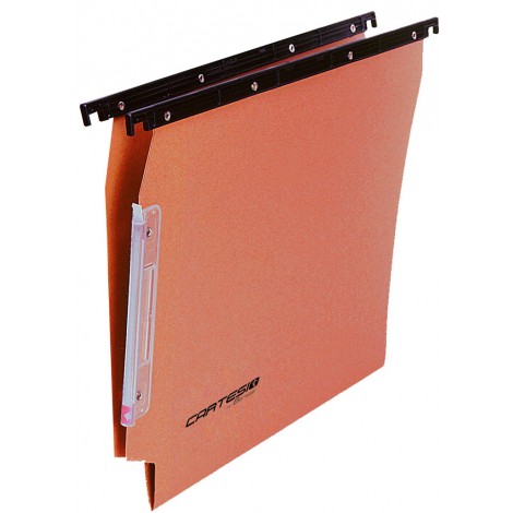 CARTESIO 114 F BETA - Cartelle sospese per ARMADIO con fondo a V, interasse 33cm, assemblaggio mediante rivetti metallici, aste di sospensione in polistirene nero, porta etichette ad effetto lenticolare 14cm, 240gr, colore arancione - Prezzo singolo, ord. minimo 25pz - 114 F BETA -A2