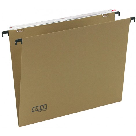 Bertesi AVANA 060 BETA - Cartelle sospese per CASSETTO con fondo a V, interasse 33cm, assemblaggio termoincollato, aste di sospensione in filo d`acciaio, gangi in polistirene nero, porta etichette ad effetto lenticolare 29cm, colore avana - Prezzo singolo, ord. minimo 50pz