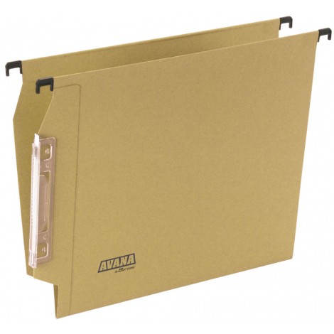 Bertesi AVANA 064 F BETA - Cartelle sospese per ARMADIO con fondo a V, interasse 33cm, assemblaggio termoincollato, aste di sospensione in filo d`acciaio, ganci in polistirene nero, porta etichette ad effetto lenticolare 14cm, 220gr, colore avana - Prezzo singolo, ord minimo 50pz