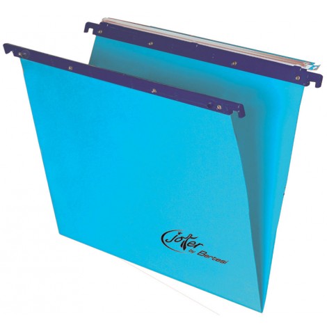 Bertesi JOKER 400 LINK - Cartelle sospese per CASSETTO con fondo a V, interasse 39cm, assemblaggio mediante rivetti metallici, aste di sospensione in polistirene, porta etichette ad effetto lenticolare 31cm, 270gr, colore blu - Prezzo singolo, ord. minimo 25pz