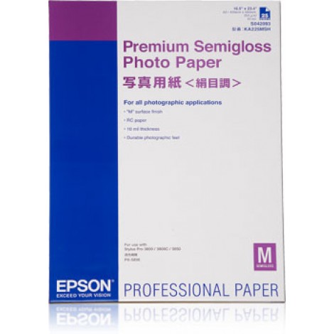 Epson Premium - Carta bianca fotografica semi lucida, A2, 25 fogli, 250gr - 1pz - C13S042093