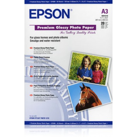 Epson Premium Carta bianca fotografica lucida, A3, 20 fogli, 255gr - 1pz - C13S041315