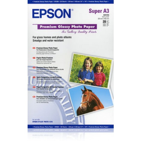 Epson Premium - Carta bianca fotografica lucida, A3+, 20 fogli, 255gr - 1pz - C13S041316