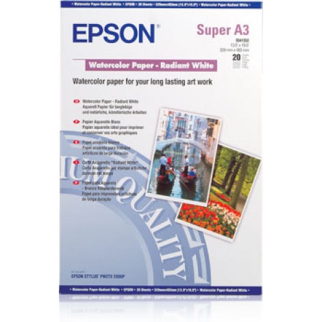 Epson Acquarello radiant white - Carta naturale A3+, 20 fogli, 188gr - 1pz - C13S041352