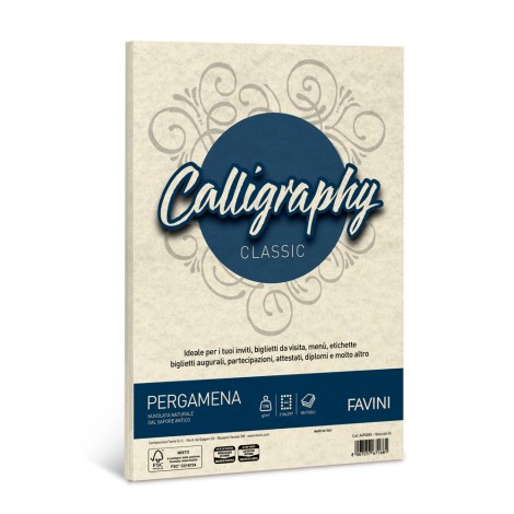 Favini Calligraphy - Carta pergamena A4, colore naturale, 50 fogli, 190gr - 1pz - A69Q084