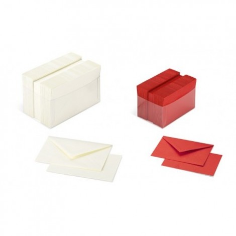 Favini Confezione 100 cartoncini 200gr/m² e buste 90gr/m², formato 4 (7,2x11cm), colore avorio - A57Q141
