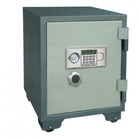 Iternet I.DEKT - Cassaforte di sicurezza ignifuga con doppia sicurezza, per l’apertura necessita sia il codice digitale che la chiave. Funzione allarme in caso di digitazione codice errato per 3 volte consecutive. Possibilità di fissaggio a muro o pavimento (tasselli inclusi), capacità 19lt, 47kg, colore grigio - SS0496E