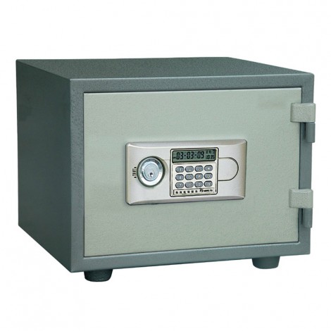 Iternet I.DEKT - Cassaforte di sicurezza ignifuga con doppia sicurezza, per l’apertura necessita sia il codice digitale che la chiave. Funzione allarme in caso di digitazione codice errato per 3 volte consecutive. Possibilità di fissaggio a muro o pavimento (tasselli inclusi), capacità 39lt, 77kg, colore grigio - SS0460E