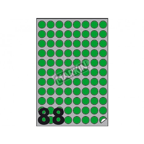 Markin 8.800 etichette adesive rotonde permanenti in fogli A4, Ø20mm, 80gr, 88 etichette per foglio, colore verde - 100 fogli - X210R300VE