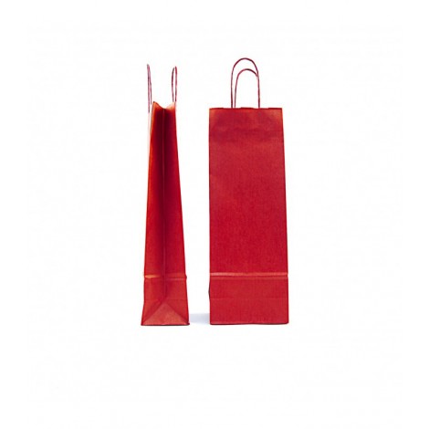 Rex Sadoch Borsa per bottiglia in carta kraft tinta unita, formato 39x14x8.5cm, 110gr, colore rosso - SDF12551D