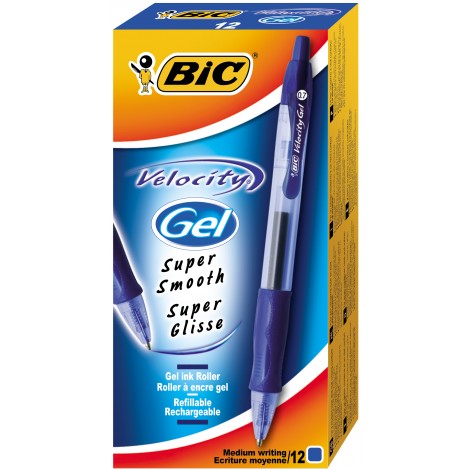 Bic Gel-ocity - Penna a sfera con inchiostro gel, punta da 0,7mm, tratto 0,35mm, colore blu  - 12pz - 829158 - C92BI2046