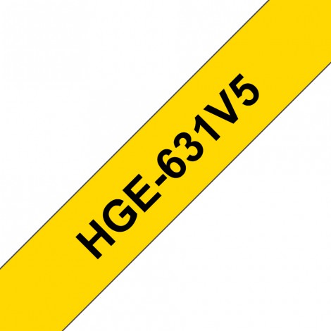 Brother Nastro tipo HGe per PT-T900W, 12mm x 8m, nero su giallo - 5pz - HGE631V5 - C92B61230