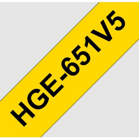 Brother Nastro tipo HGe per PT-T900W, 24mm x 8m, nero su giallo - 5pz - HGE651V5 - C92B61231