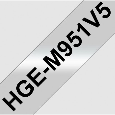 Brother Nastro tipo HGe per PT-T900W, 24mm x 8m, nero su argento - 5pz - HGEM951V5 - C92B61233