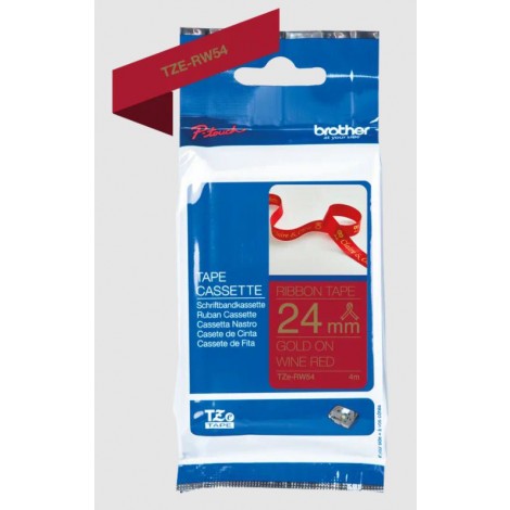 Brother Nastro in tessuto tipo TZe per PT-H500 24mm x 4m, oro su rosso scuro - TZERW54 - C92B61254