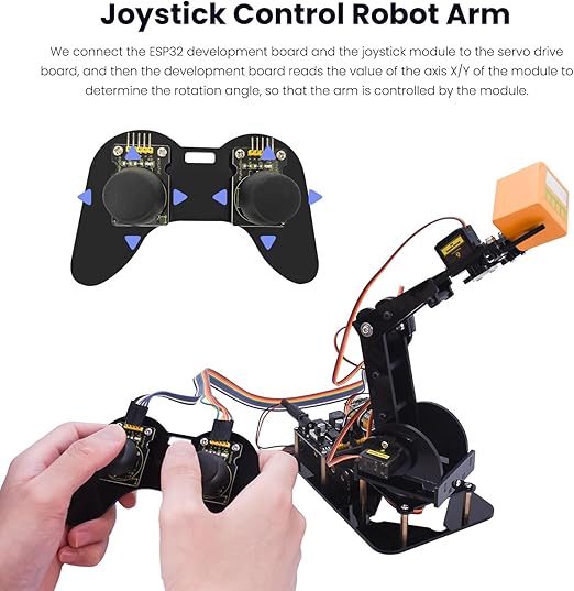 Braccio robot intelligente ESP32 con joystick, kit costruzione robot programmazione fai-da-te 4DF per adolescenti adulti - C92ESP32 - immagine 4