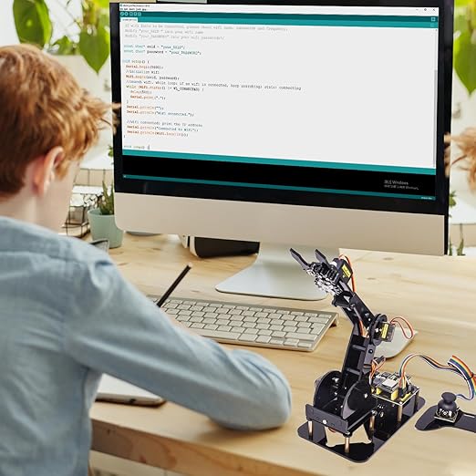 Braccio robot intelligente ESP32 con joystick, kit costruzione robot programmazione fai-da-te 4DF per adolescenti adulti - C92ESP32 - immagine 6