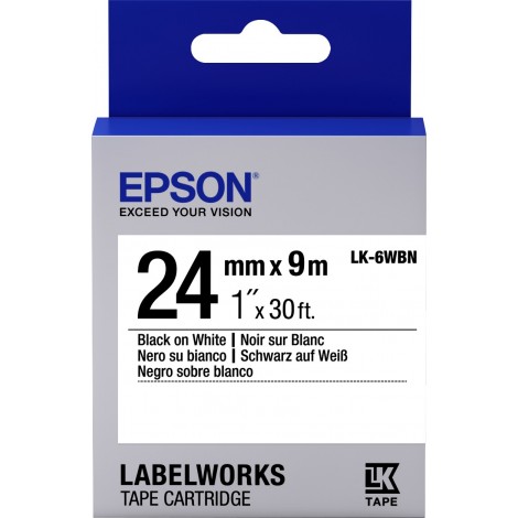 Epson Nastro per etichettatrice LK6WBN, nero su bianco, 24mm x 9m - C53S656006 - C92E62109