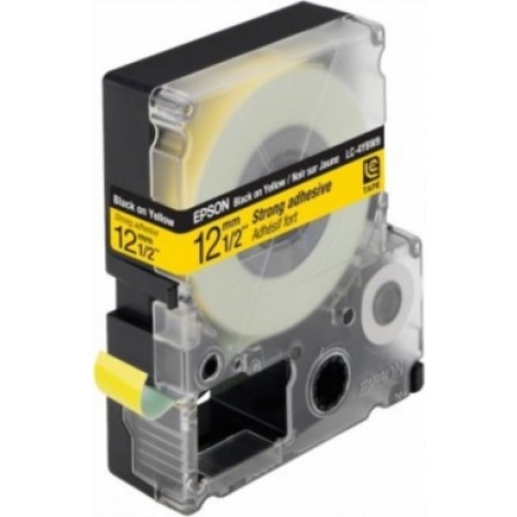 Epson LC4YBW9 Nastro per etichettatrice nero su giallo, 12mm x 9m, altamente adesivo - C53S625409 - C92E62029
