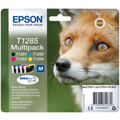 Epson T1285 Cartuccia inchiostro nero, ciano, magenta e giallo per STYLUS S 22 (16ml) 1Conf. - C13T12854012 - C92E22164