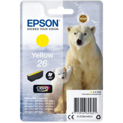 Epson 26 Cartuccia inchiostro giallo per EXPRESSION PREMIUM XP 600 (4,5ml) 1pz - C13T26144012 - C92E22184