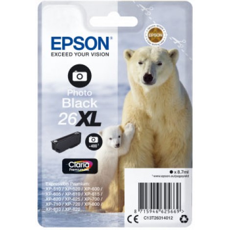 Epson 26 XL Cartuccia inchiostro nero foto per EXPRESSION PREMIUM XP 600 (8,7ml) 1pz - C13T26314012 - C92E22187