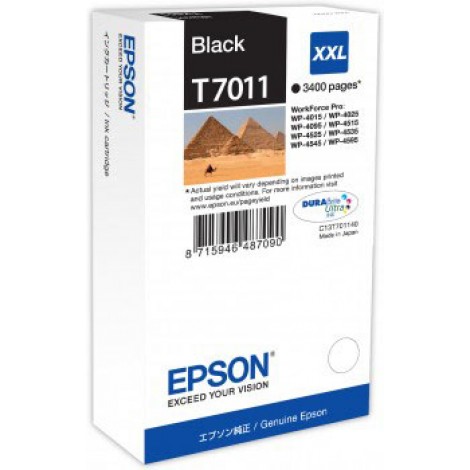 Epson T7011 XXL Cartuccia inchiostro nero per WORKFORCE PRO 4015DN (63,2ml) 1pz - C13T70114010 - C92E22242